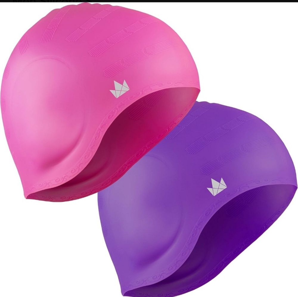 Swim Cap Set - Pink and Blue 2 piece